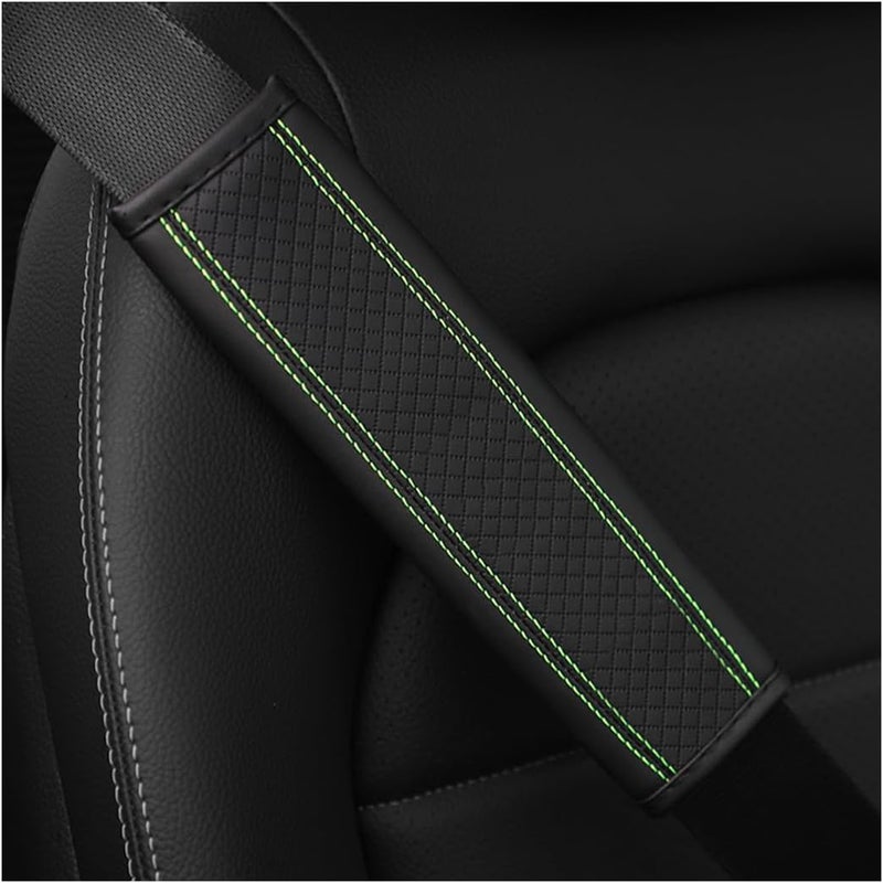 Osilly Car Seat Belt Pads, 2 Pack Fiber Leather Seatbelt Shoulder Strap Covers, Comfort Driving & Protect Your Neck, Universal Safety Strap Cover for Auto SUV Truck Airplane Backpack (Black/Green) - Image 1
